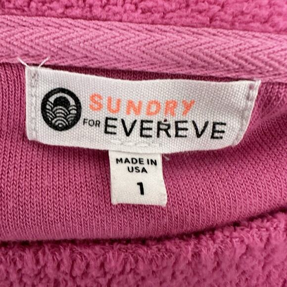 Evereve Sweatshirt Womens Small Pink Fleece Pull Over Relaxed Soft Casual - Picture 5 of 10
